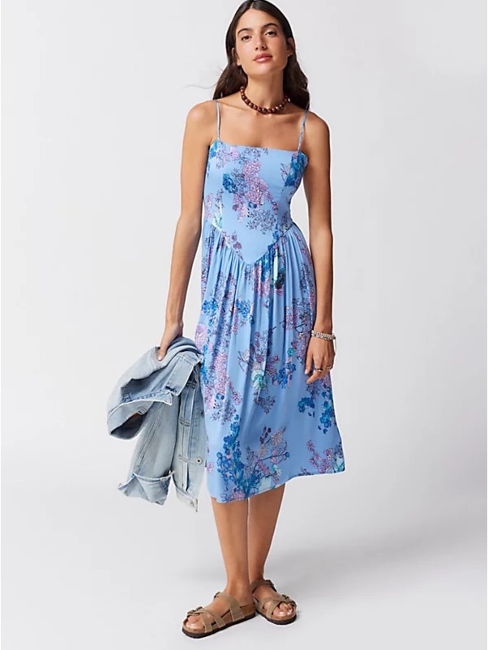 Urban Outfitters Blue Floral Midi Dress